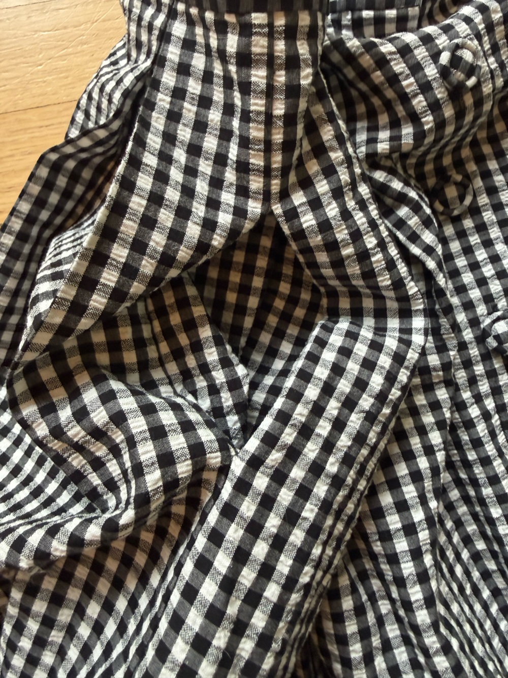 HUNTER BELL EVA Skirt Black and White seersucker Gingham Midi Skirt Size 14 NWT - Picture 9 of 10